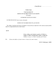 Document preview: Form 74.46 Notice of No Objection to Accounts - Ontario, Canada