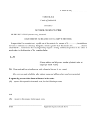 Form 74.49.2 Request for Increased Costs (Estate Trustee) - Ontario, Canada