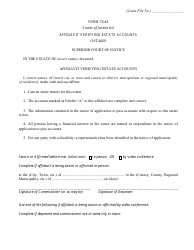 Document preview: Form 74.43 Affidavit Verifying Estate Accounts - Ontario, Canada