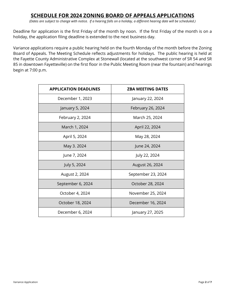 Variance Application - Fayette County, Georgia (United States), Page 2
