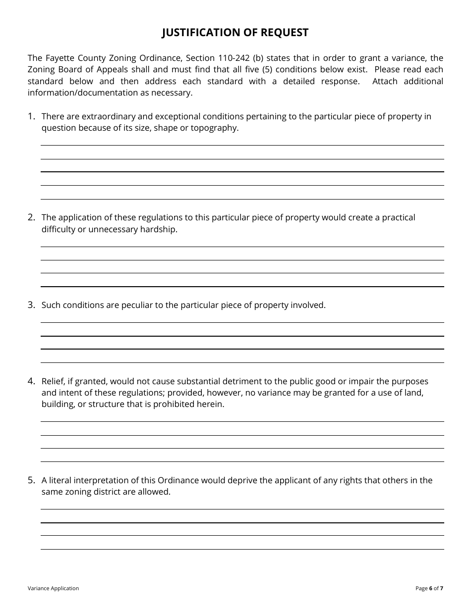 Variance Application - Fayette County, Georgia (United States), Page 6