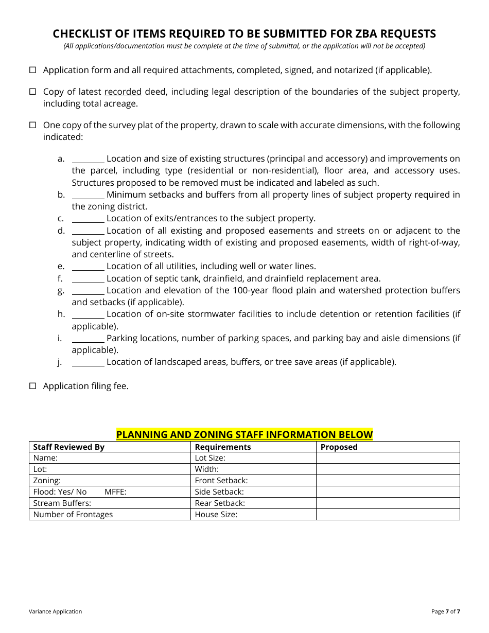 Variance Application - Fayette County, Georgia (United States), Page 7