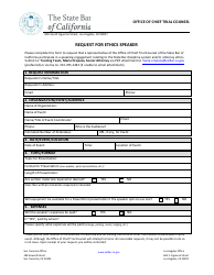 Document preview: Request for Ethics Speaker - California