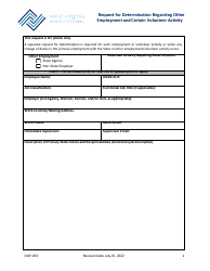 Document preview: Form DOP-OE1 Request for Determination Regarding Other Employment and Certain Volunteer Activity - West Virginia
