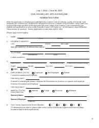 Civil Grand Jury Application and Nomination Form - County of Riverside, California, Page 4