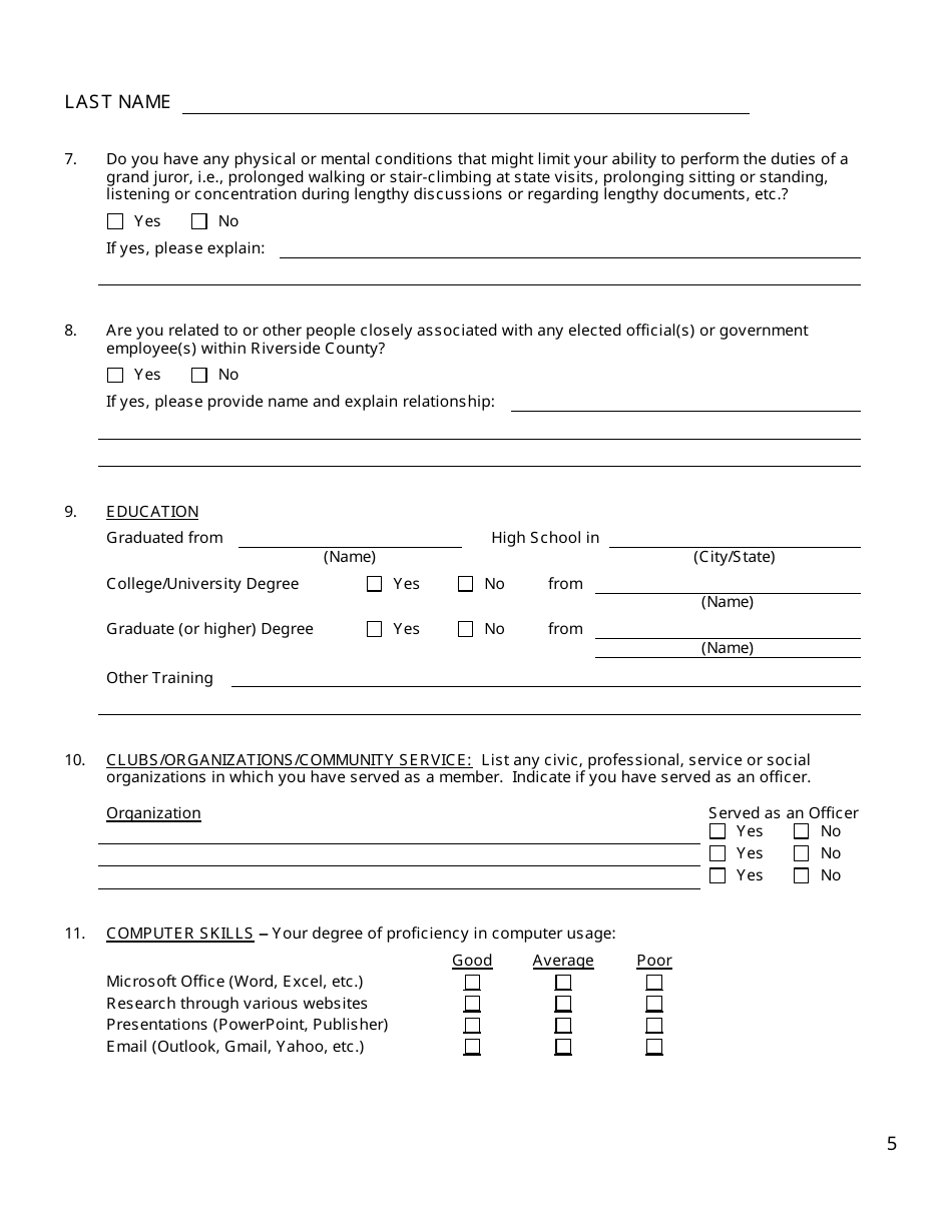 2025 County of Riverside, California Civil Grand Jury Application and ...