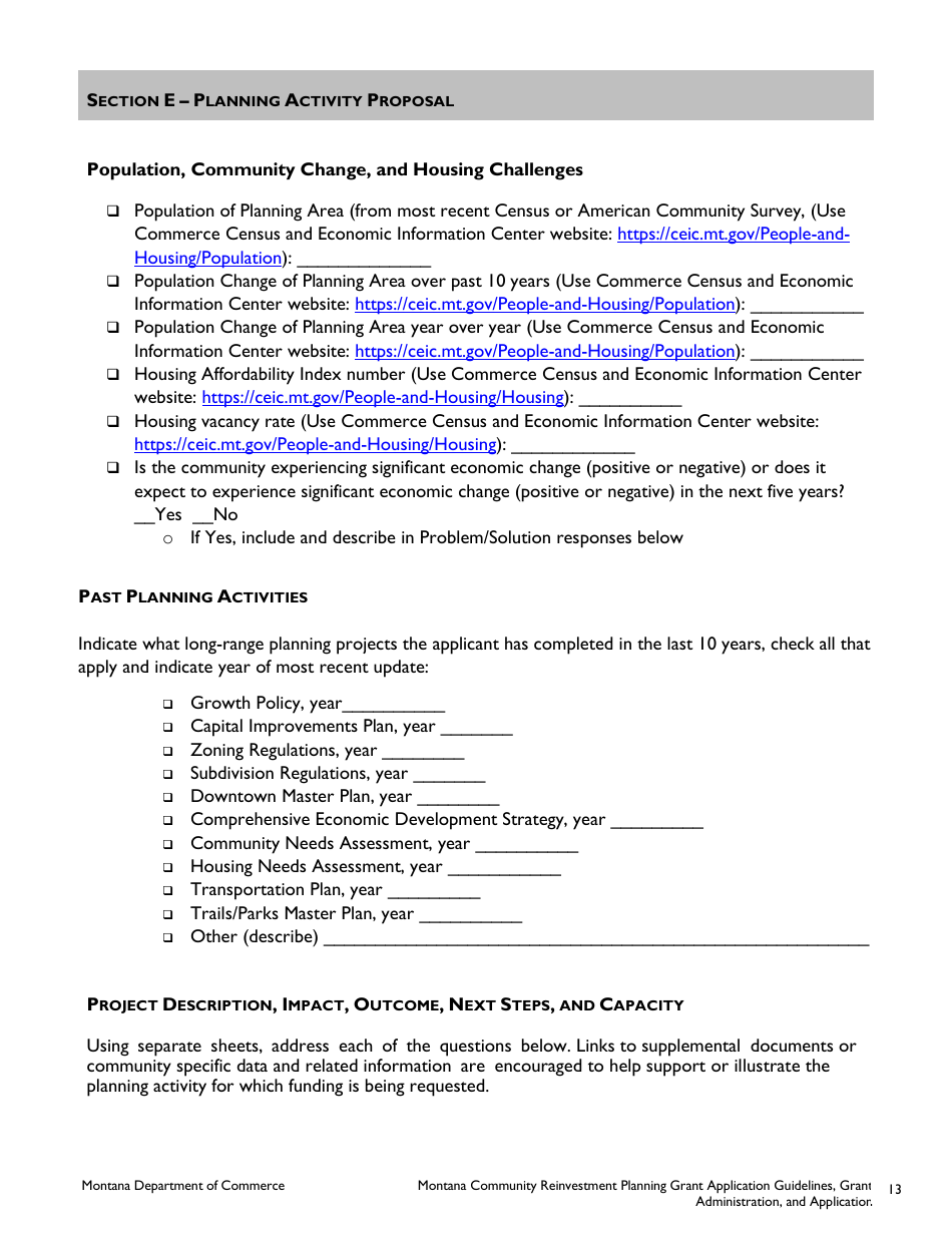 Mcr Planning Grant Application - Montana Community Reinvestment Program - Montana, Page 4