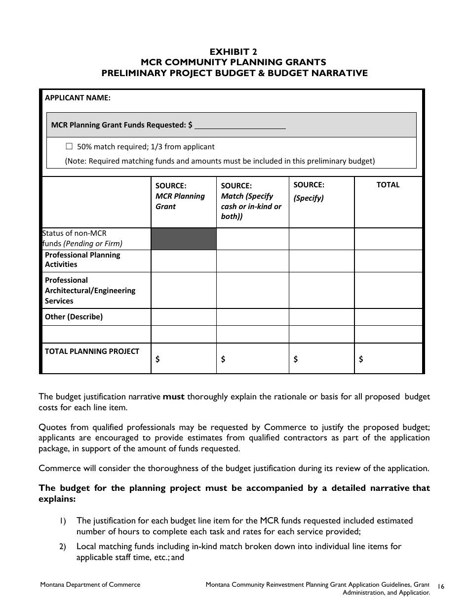 Mcr Planning Grant Application - Montana Community Reinvestment Program - Montana, Page 7