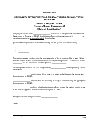 Document preview: Exhibit 10-E Project Request Form - Community Development Block Grant (Cdbg) Rehabilitation Program - Montana