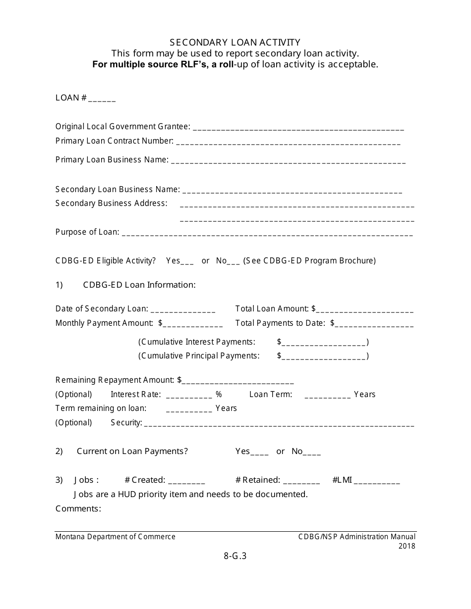 Exhibit 8-G Loan Portfolio Data (Lpd) Form - Montana Community Development Block Grant Economic Development (Cdbg-Ed) Loan Program - Montana, Page 3