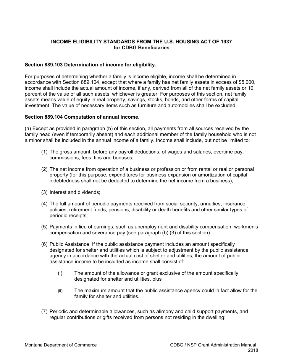 Exhibit 10-F Income Verification for Direct Beneficiaries of Cdbg Rehab Funds - Montana, Page 5