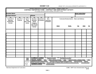 Document preview: Exhibit 12-E Contract Reporting Form - Montana