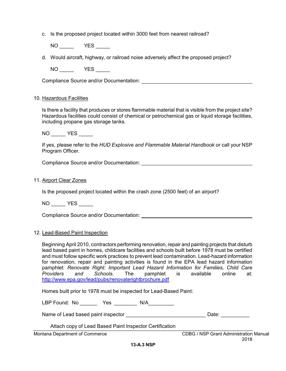 Exhibit 13-2-A NSP Nsp Environmental Site Specific Checklist - Montana, Page 3