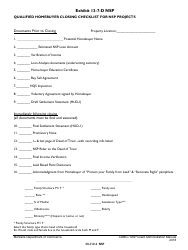 Exhibit 13-7-D NSP Qualified Homebuyer Closing Checklist for Nsp Projects - Montana