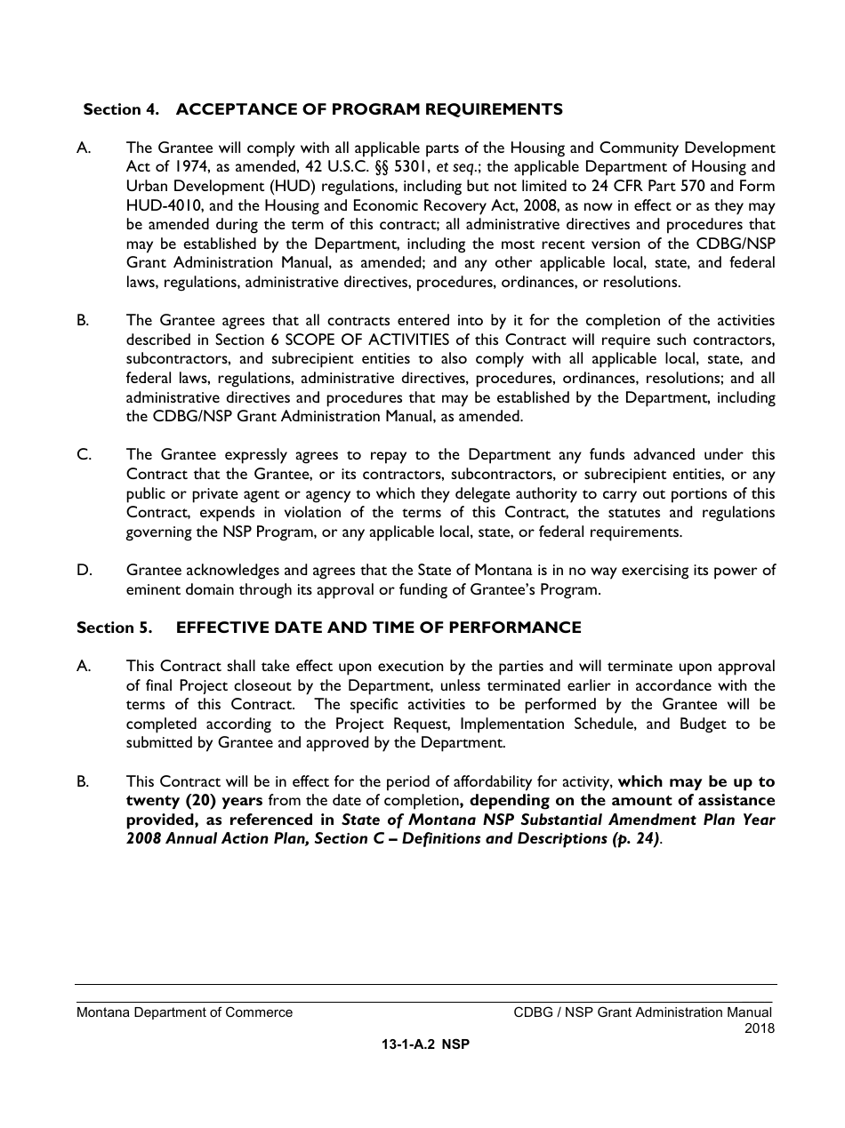 Exhibit 13-1-A NSP Neighborhood Stabilization Program Contract - Montana, Page 2