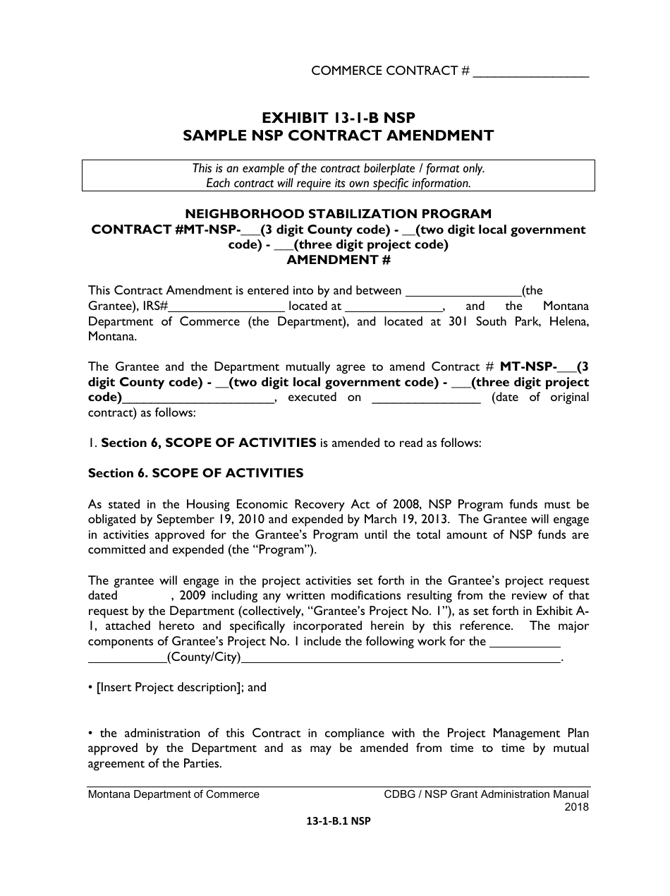 Exhibit 13-1-B NSP Nsp Contract Amendment - Montana, Page 1