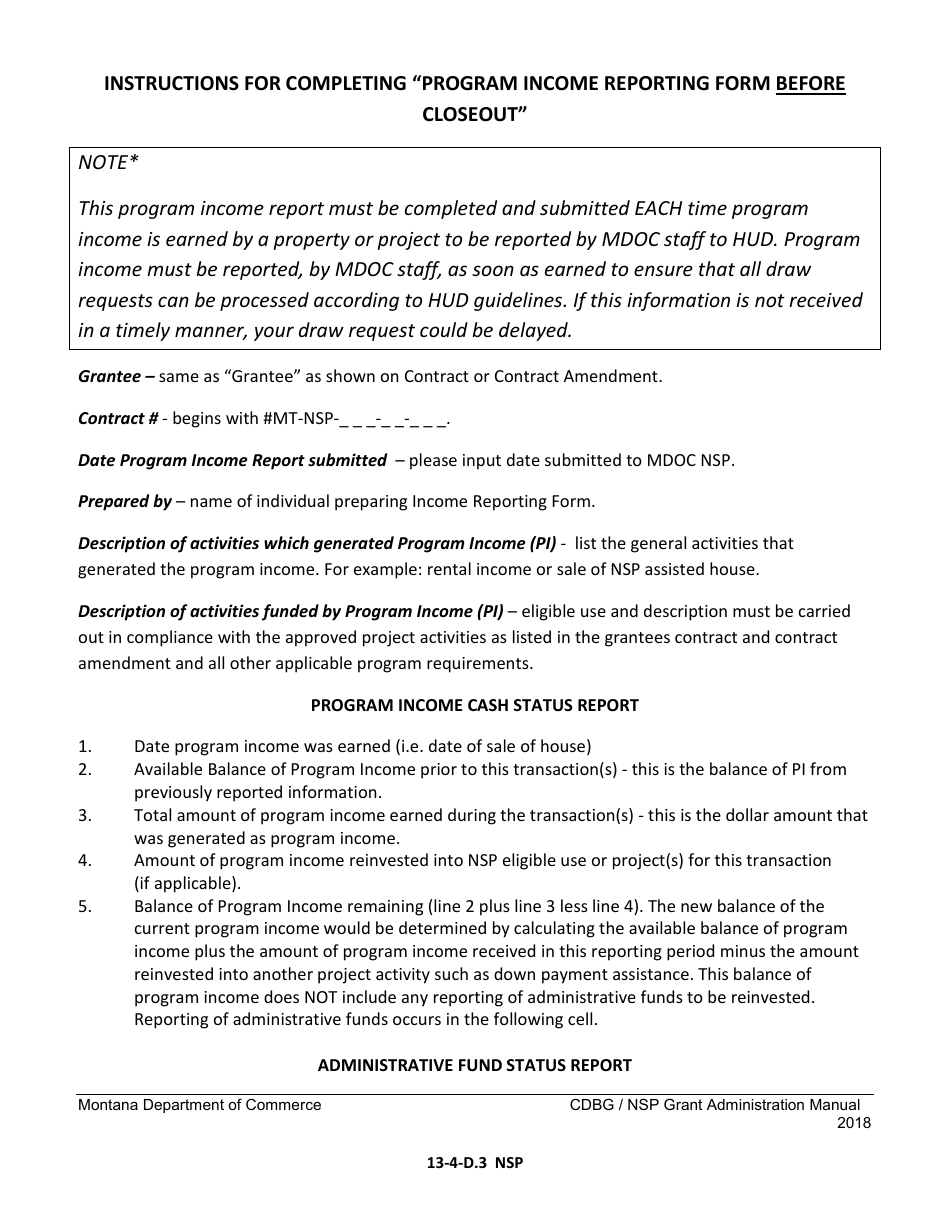 Exhibit 13-4-D.NSP Income Reporting Form Before Project Closeout - Montana Nsp Program - Montana, Page 3