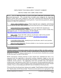 Instructions for Exhibit 9-E Employment Tracking &amp; Direct Benefit Summary - Montana