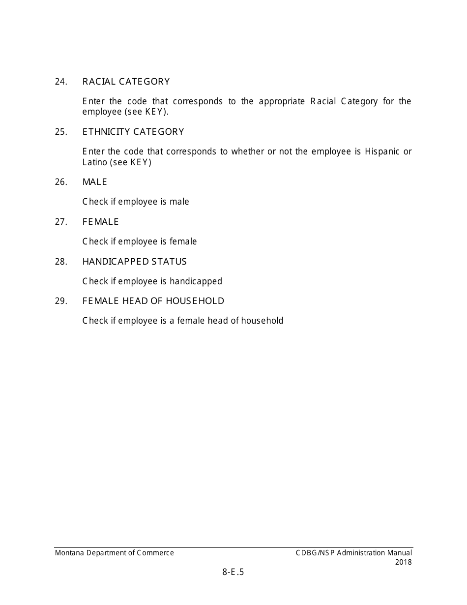 Instructions for Exhibit 9-E Employment Tracking  Direct Benefit Summary - Montana, Page 5