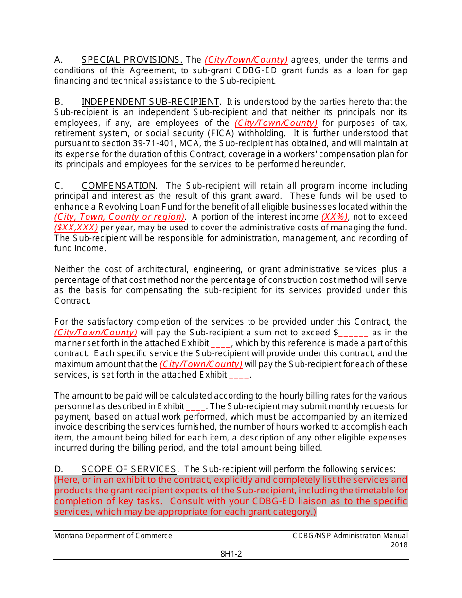 Exhibit H1 Sub-recipient Agreement (For Revolving Loan Fund Projects) - Montana, Page 2