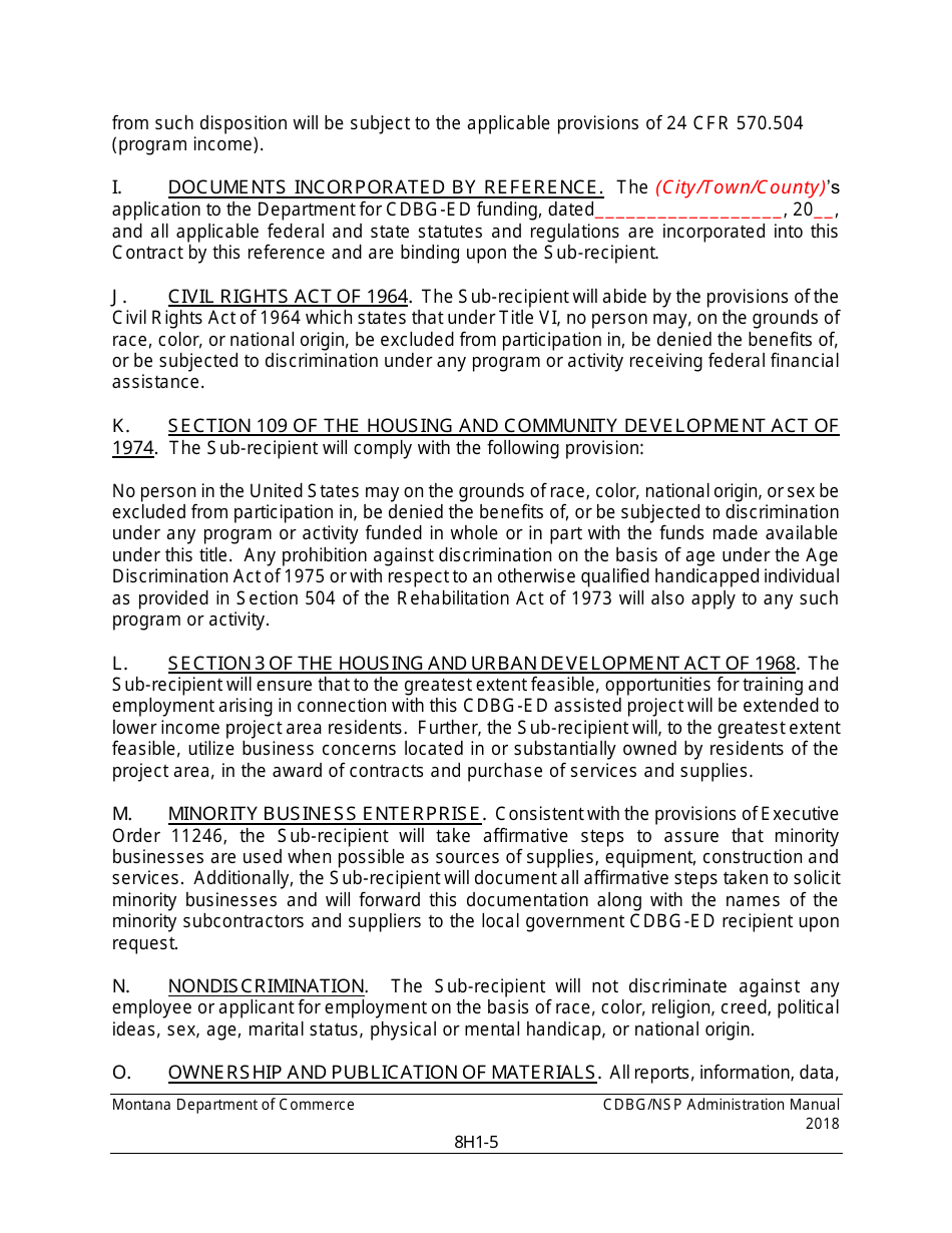 Exhibit H1 Sub-recipient Agreement (For Revolving Loan Fund Projects) - Montana, Page 5