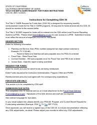Document preview: Instructions for Form CDA30 Oarr Expenditures/Request for Funds - California