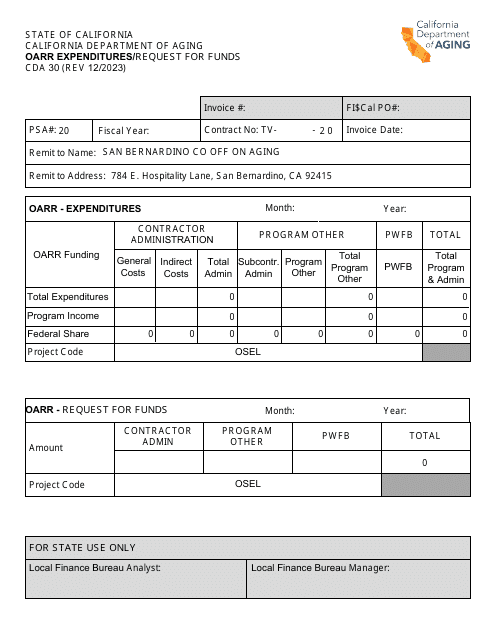 Form CDA30  Printable Pdf