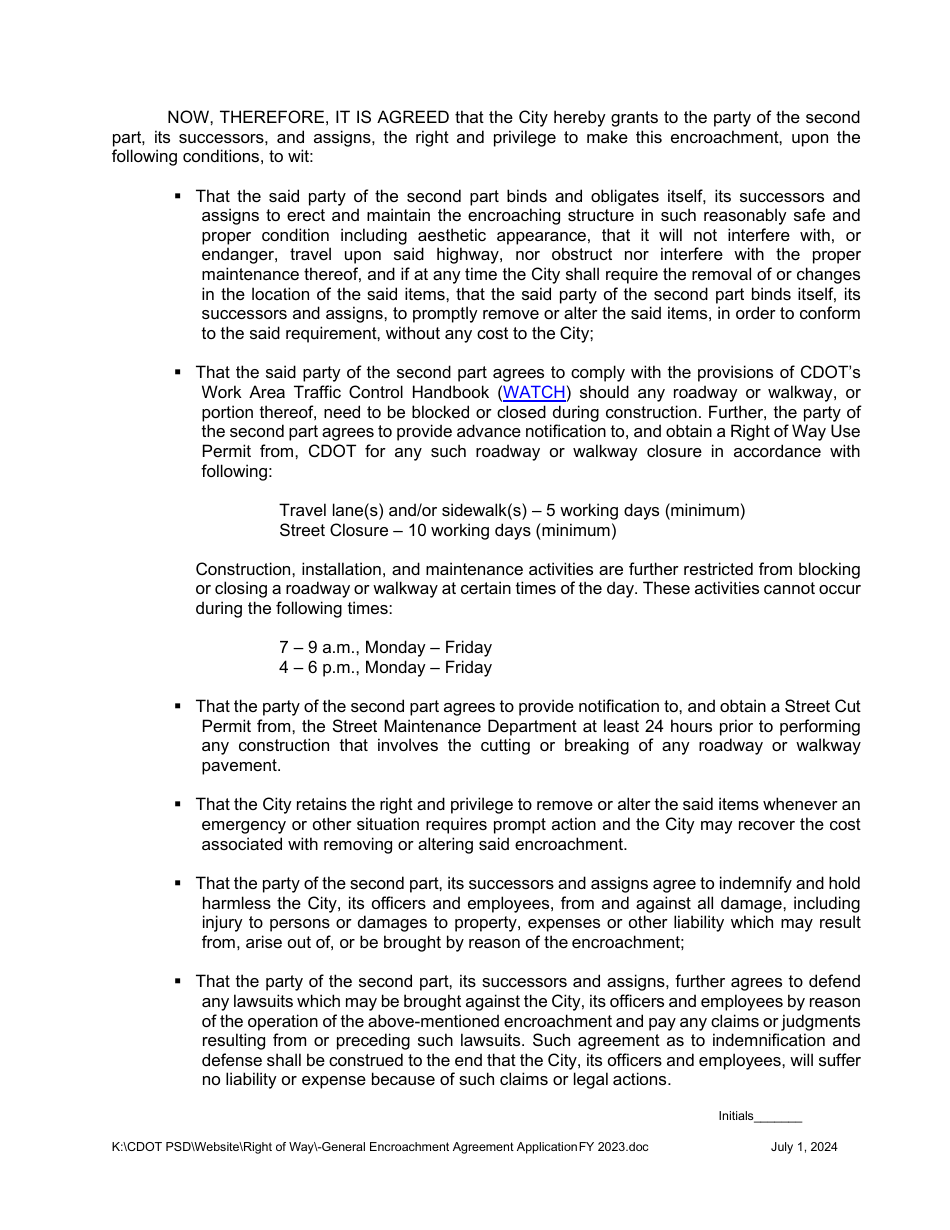 Right-Of-Way Encroachment Agreement - City of Charlotte, North Carolina, Page 4