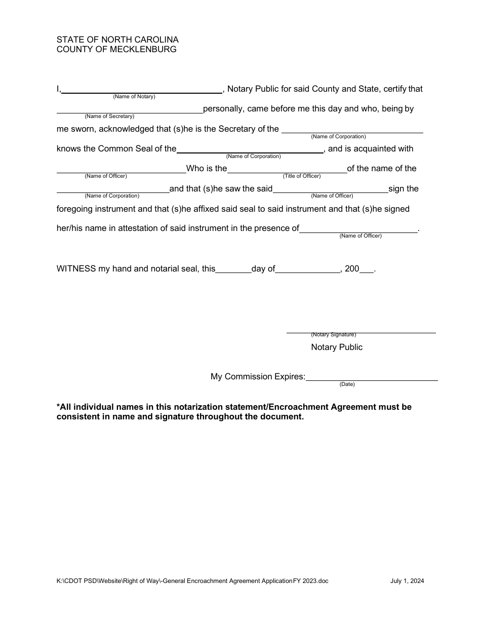 Right-Of-Way Encroachment Agreement - City of Charlotte, North Carolina, Page 7