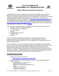 Document preview: Right-Of-Way Encroachment Agreement - City of Charlotte, North Carolina