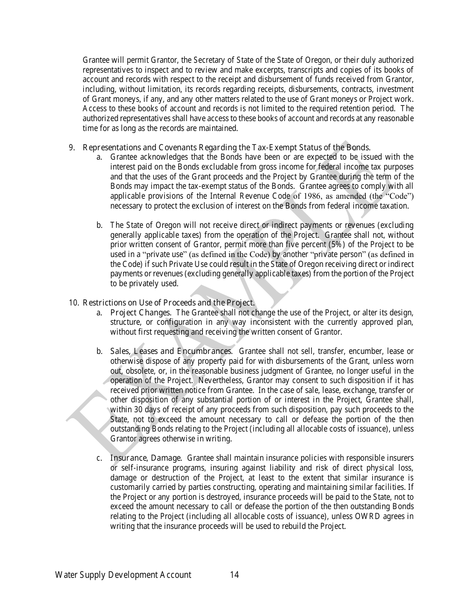 Irrigation Modernization Funding Grant Agreement - Example - Oregon, Page 14
