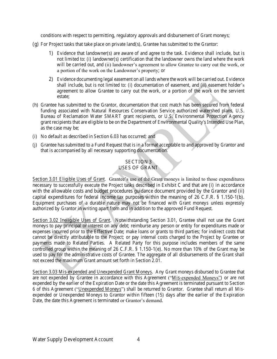 Irrigation Modernization Funding Grant Agreement - Example - Oregon, Page 4