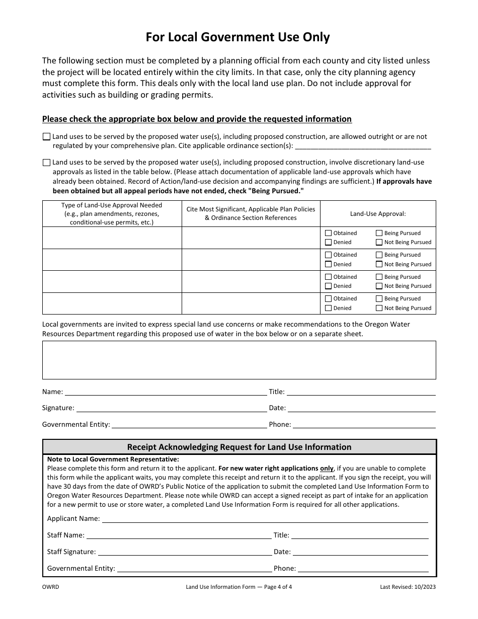 Application for Limited Water Use License - Oregon, Page 7