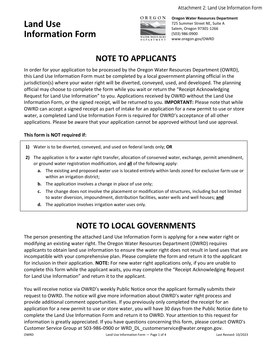 Application for a Permit to Use Surface Water - Oregon, Page 9