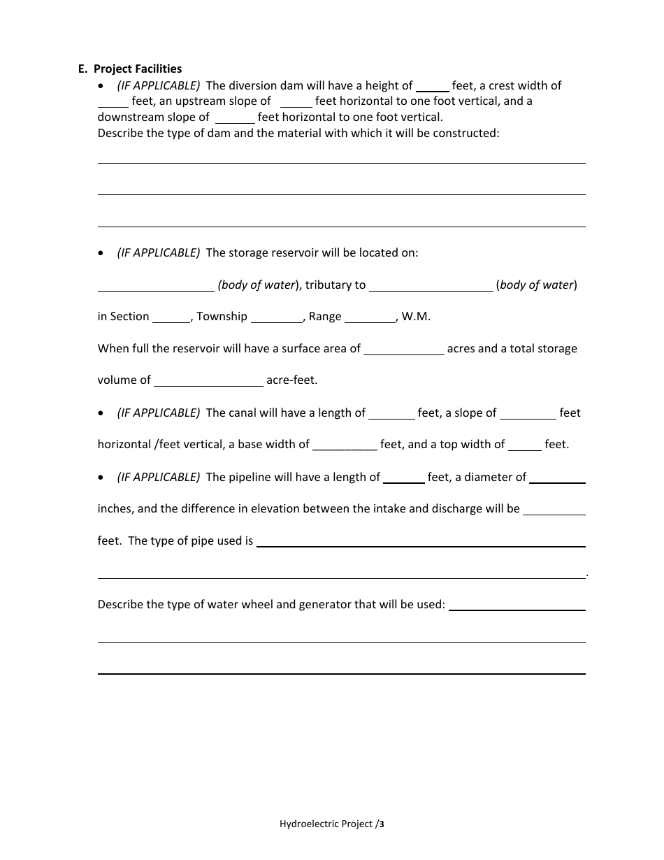 Application to Develop a Minor Hydroelectric Project (Less Than 100 Theoretical Horsepower) - Oregon, Page 3