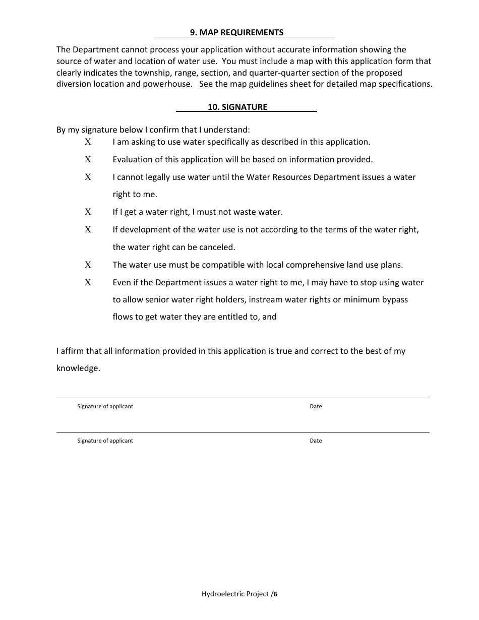 Application to Develop a Minor Hydroelectric Project (Less Than 100 Theoretical Horsepower) - Oregon, Page 6