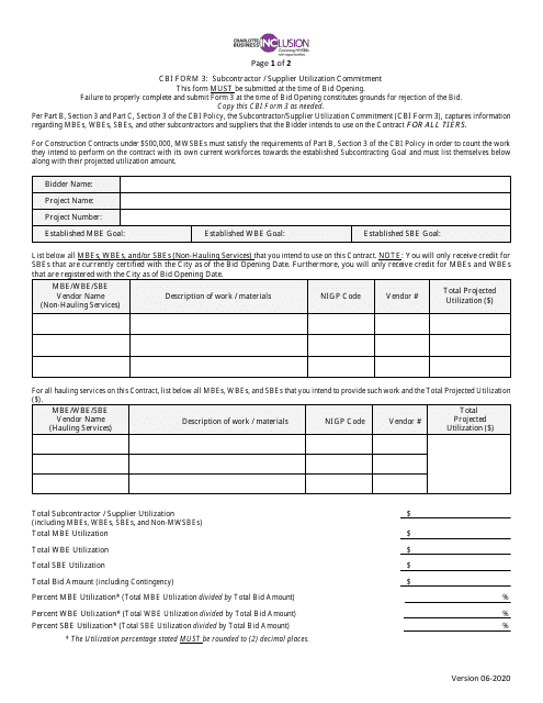 CBI Form 3  Printable Pdf