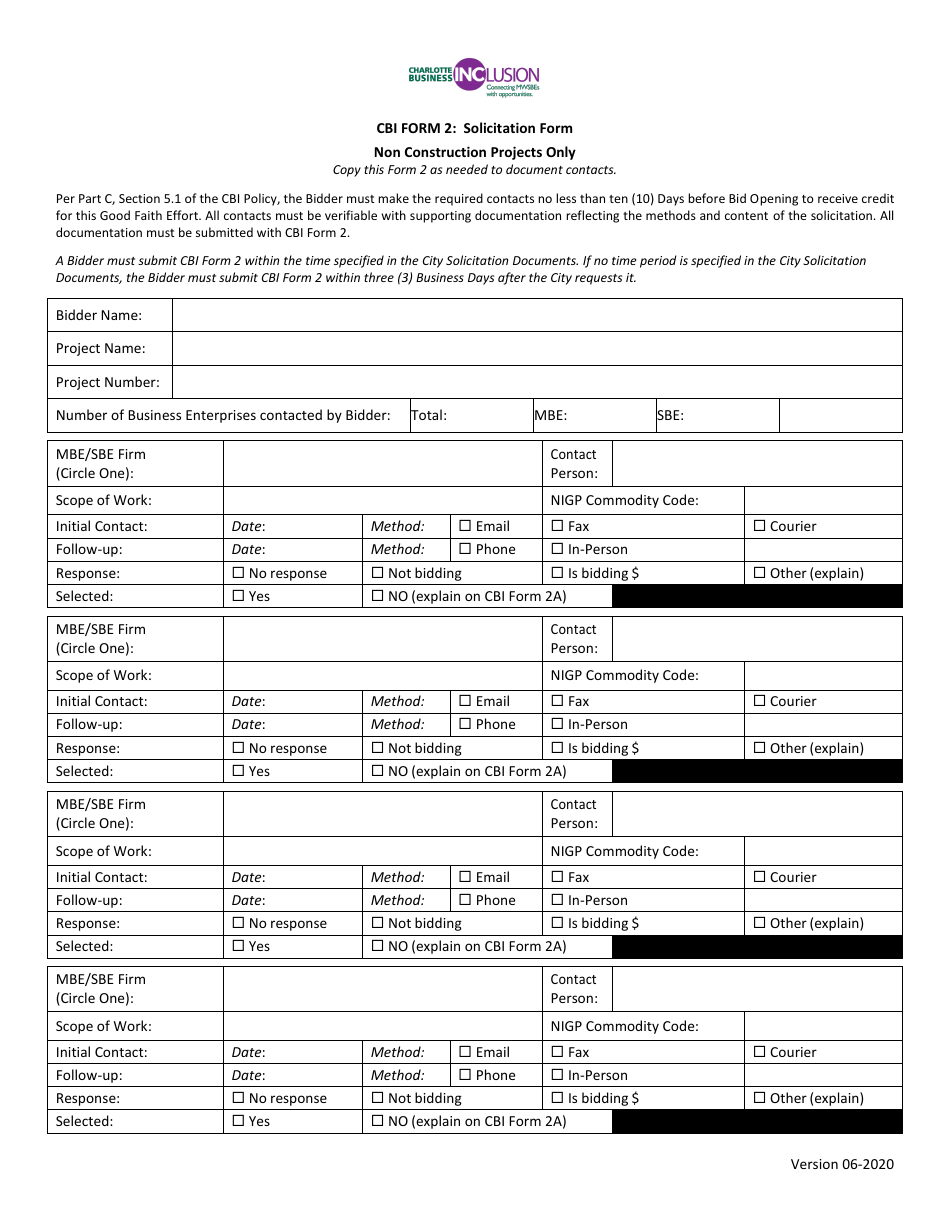 CBI Form 2 - Fill Out, Sign Online And Download Printable PDF, City Of ...