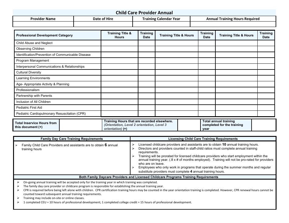 Form OLA-105 Child Care Provider Annual - South Dakota, Page 1