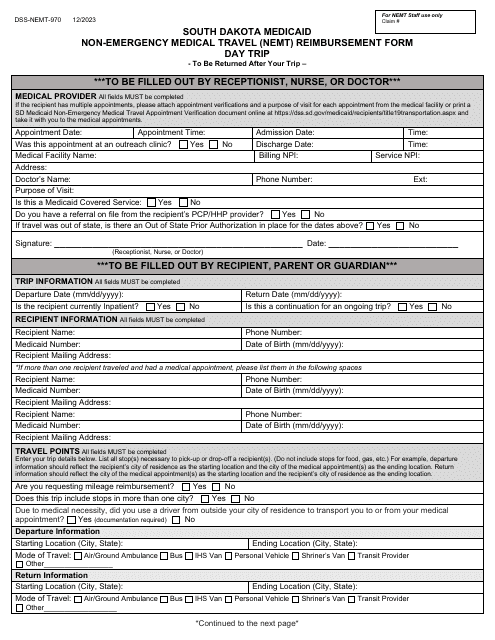 Form DSS-NEMT-970  Printable Pdf