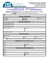 Form PA-106 Genetic Testing Prior Authorization Request Form - South Dakota