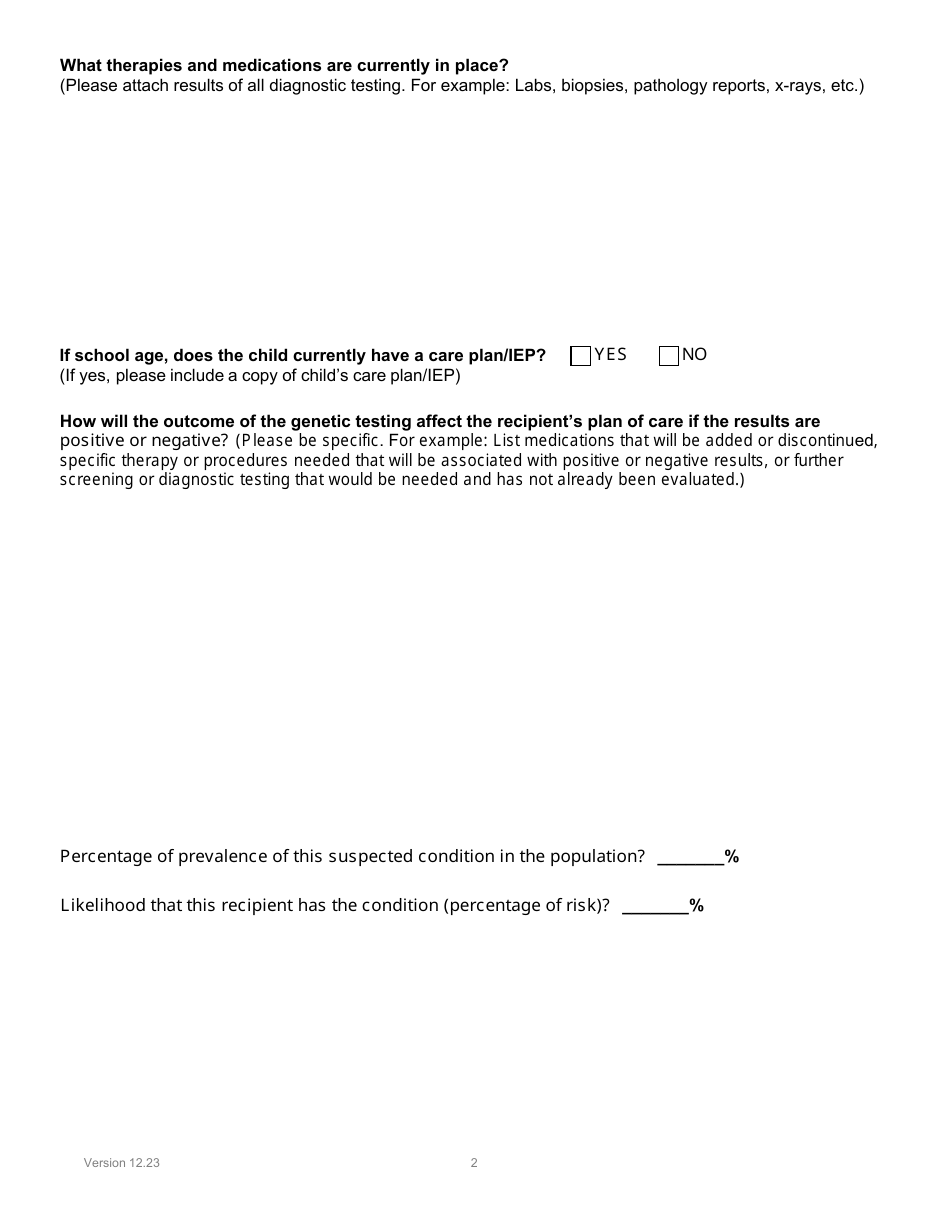Form PA-106 Genetic Testing Prior Authorization Request Form - South Dakota, Page 2