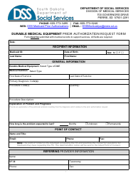 Form PA-101 Durable Medical Equipment Prior Authorization Request Form - South Dakota