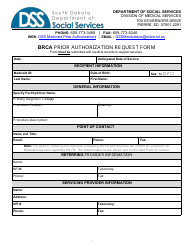 Form PA-107 Brca Prior Authorization Request Form - South Dakota