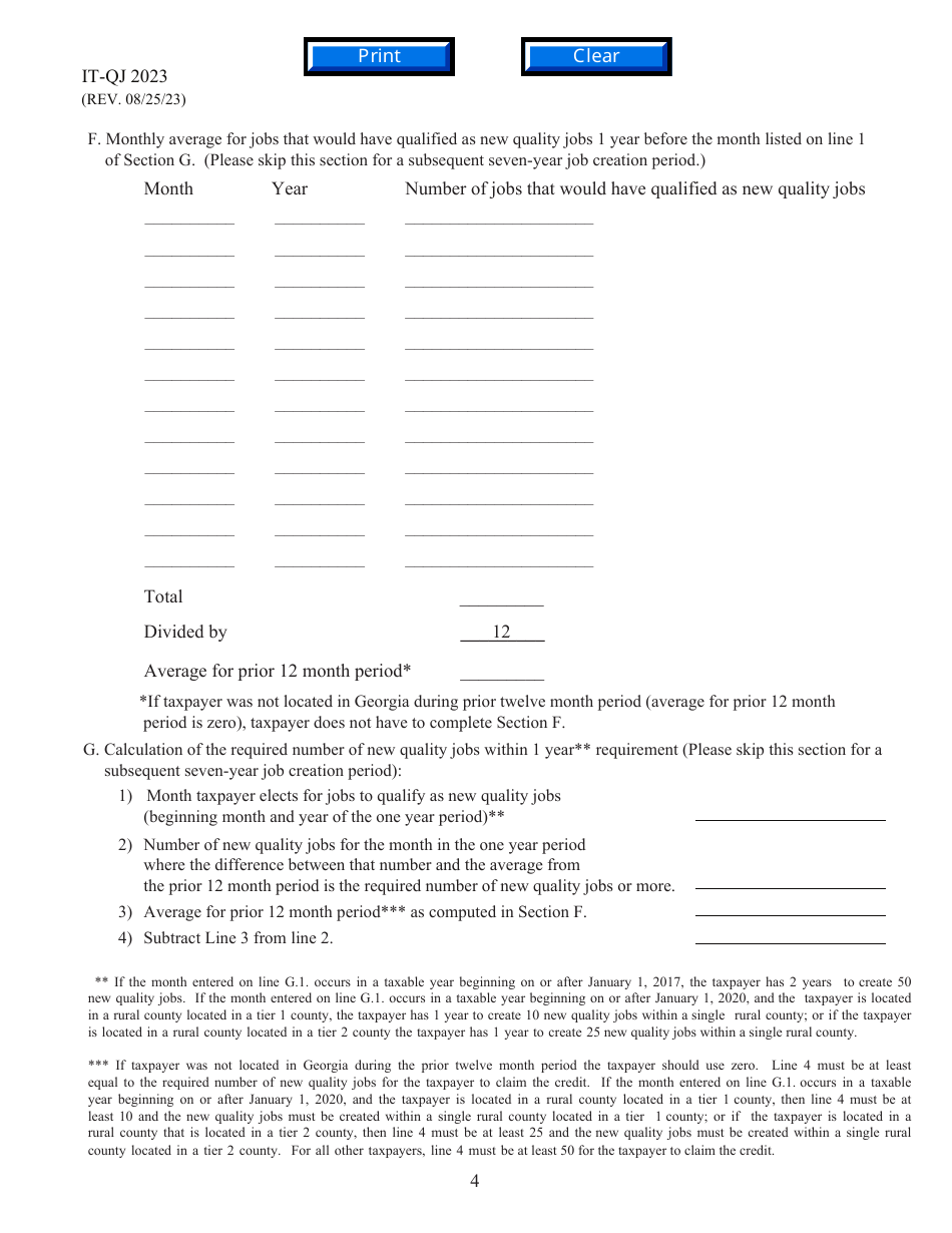 Form IT-QJ Application for Georgia Quality Jobs Tax Credit - Georgia (United States), Page 4