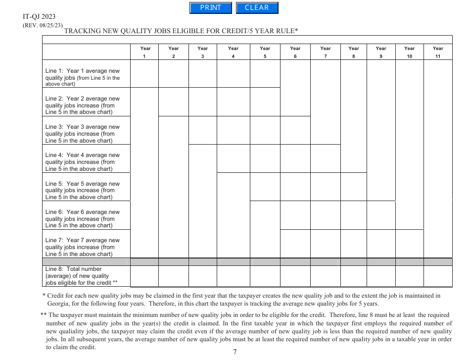 Form IT-QJ Application for Georgia Quality Jobs Tax Credit - Georgia (United States), Page 7