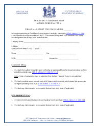 Document preview: Third Party Administrator Annual Renewal Form - Delaware