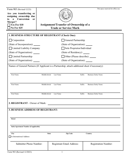 Form 903  Printable Pdf