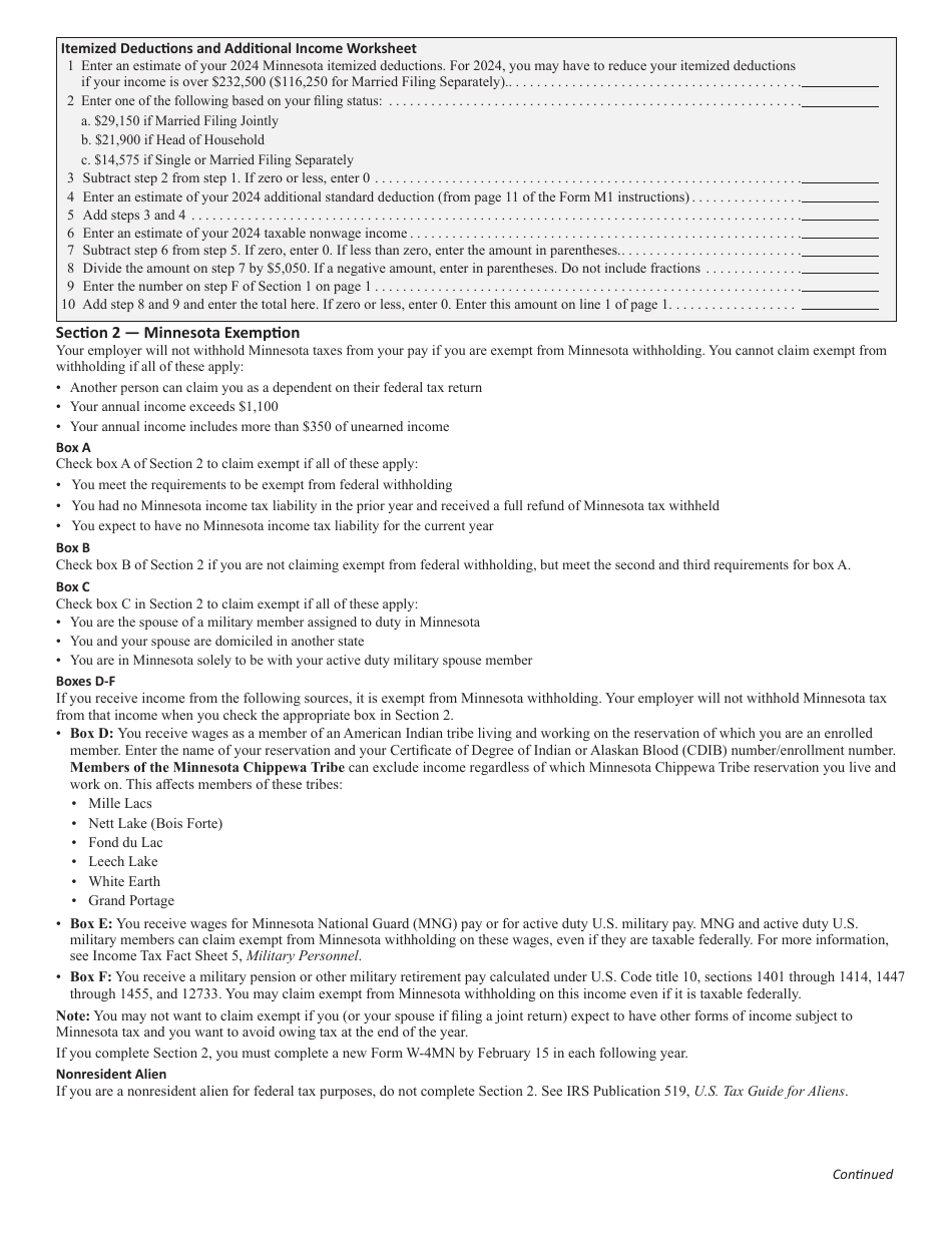 Form W4MN Download Fillable PDF or Fill Online Minnesota Employee