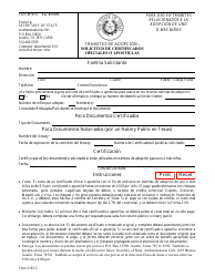 Document preview: Formulario 2103-S Tramites De Adopcion - Solicitud De Certificados Oficiales O Apostillas - Texas (Spanish)